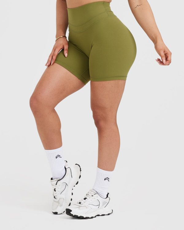 Unified High Waisted Shorts 6  | Olive Green on Sale - Image 3