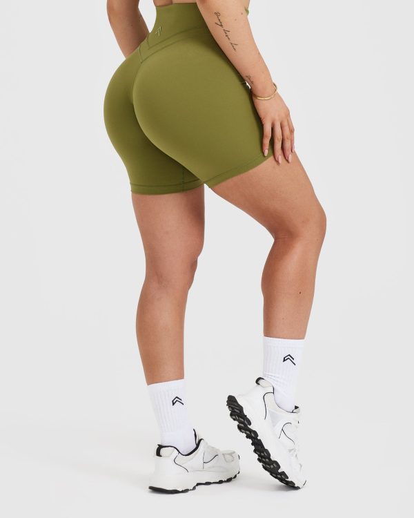 Unified High Waisted Shorts 6  | Olive Green on Sale - Image 2