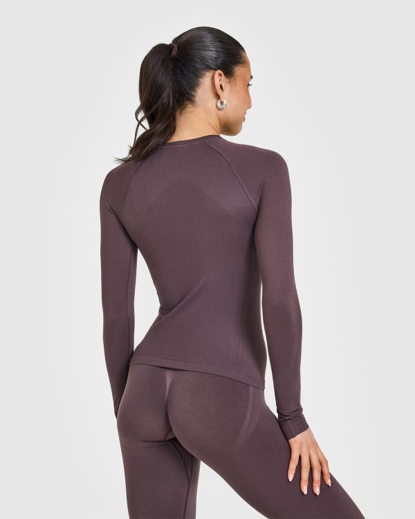 Go To Seamless Fitted Long Sleeve Top | Umber Brown For Cheap - Image 2