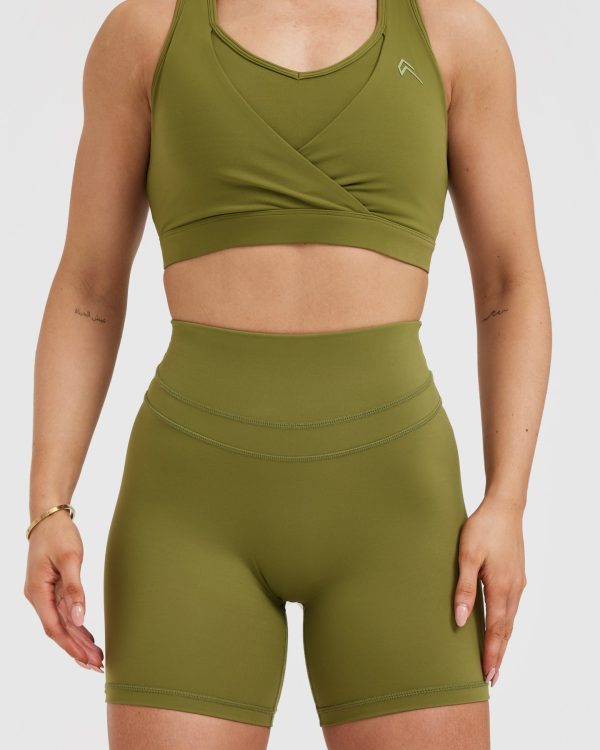 Unified High Waisted Shorts 6  | Olive Green on Sale - Image 4
