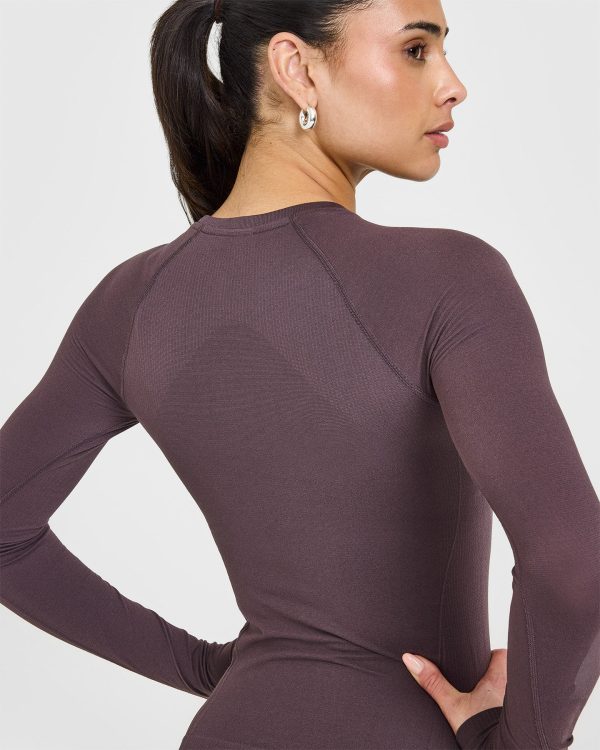 Go To Seamless Fitted Long Sleeve Top | Umber Brown For Cheap - Image 4