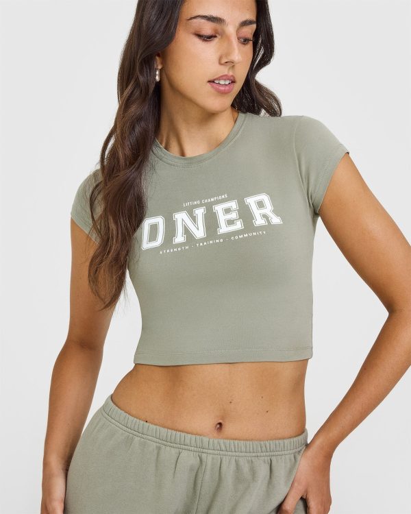 Cotton Baby T-Shirt with Printed Logo | Soft Sage Green Online now - Image 5