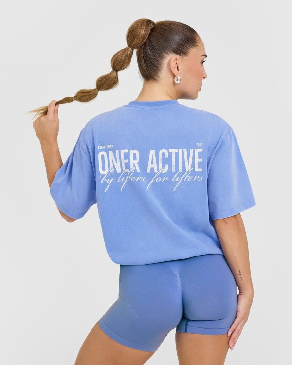 Oversized Graphic Washed T-Shirt | Glaucous Blue Online Sale - Image 2