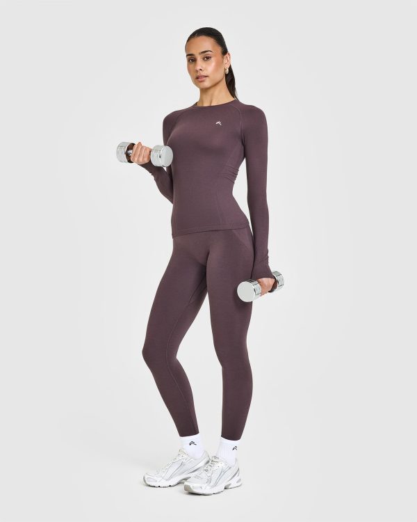 Go To Seamless Fitted Long Sleeve Top | Umber Brown For Cheap - Image 3