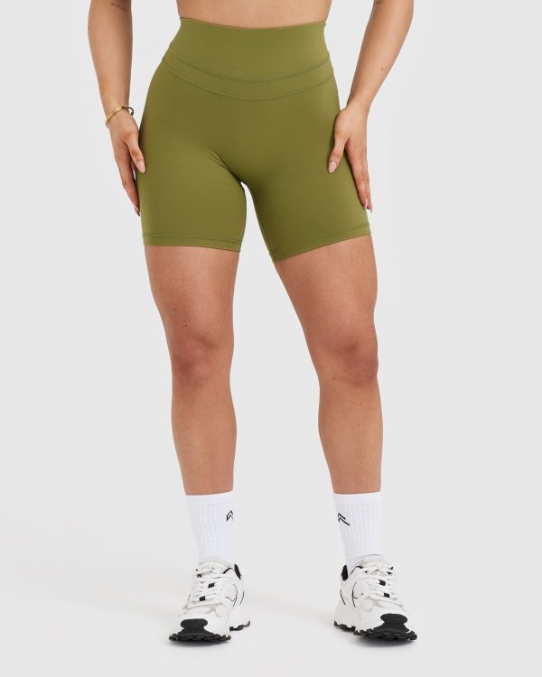 Unified High Waisted Shorts 6  | Olive Green on Sale