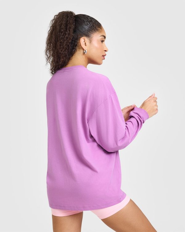 Classic Oversized Lightweight Long Sleeve Top | Orchid Purple Discount - Image 4