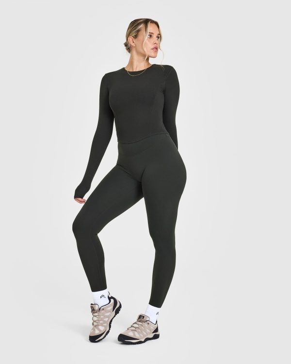 Mellow™ Rib Mid Long Sleeve Top | Soft Black on Sale - Image 3