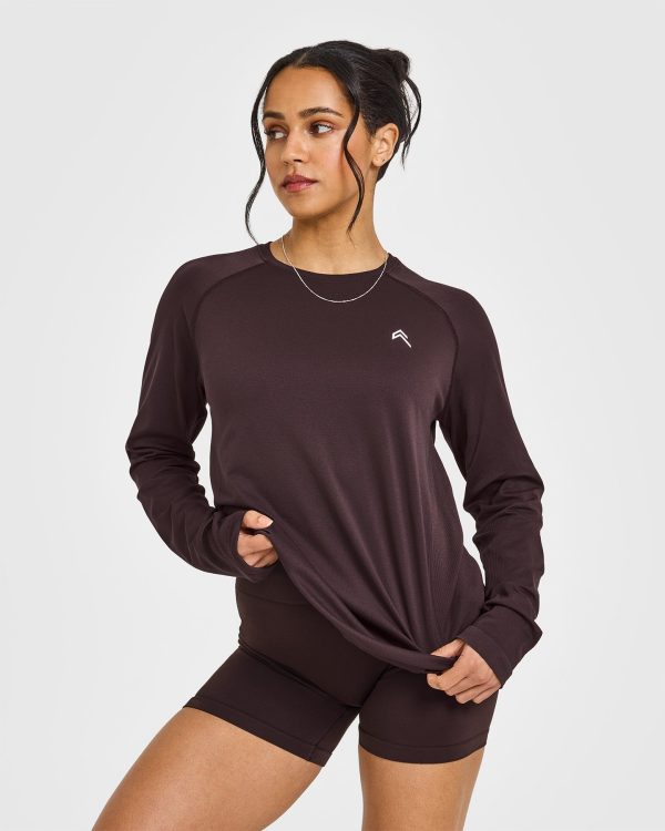Go To Seamless Loose Long Sleeve Top | Plum Brown Fashion