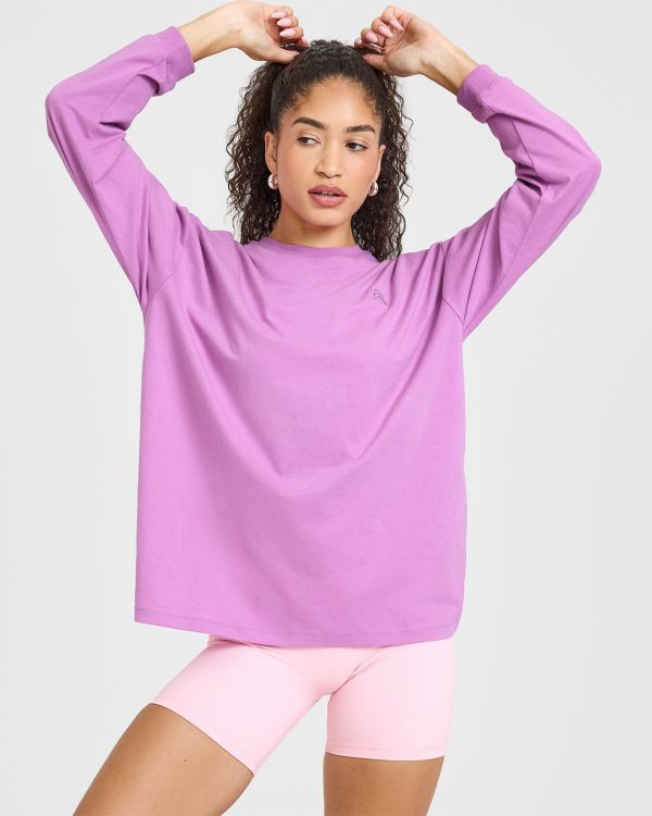 Classic Oversized Lightweight Long Sleeve Top | Orchid Purple Discount