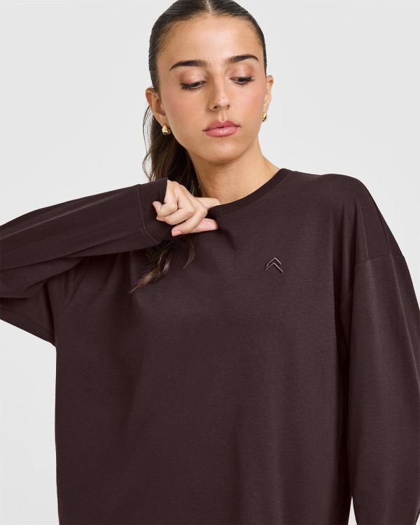 Classic Oversized Lightweight Long Sleeve Top | Plum Brown Discount - Image 4