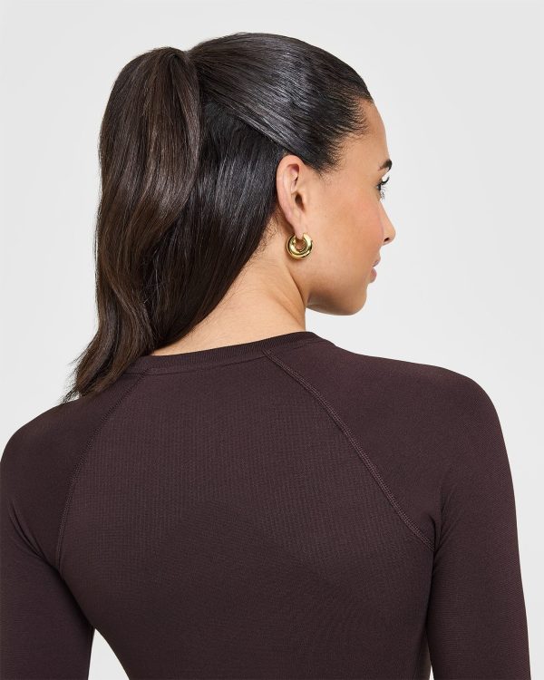 Go To Seamless Fitted Long Sleeve Top | Plum Brown Cheap - Image 5