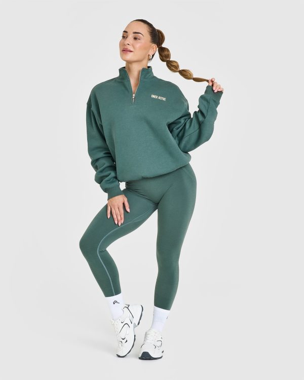 Foundations 1 4 Zip Sweatshirt With Printed Graphic | Iced Green For Cheap - Image 3