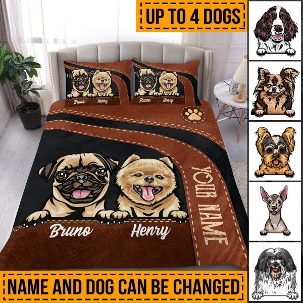 Dog Brown And Black Personalized Bedding Set, Personalized Gift for Dog Lovers, Dog Dad, Dog Mom - BD074PS08 Cheap